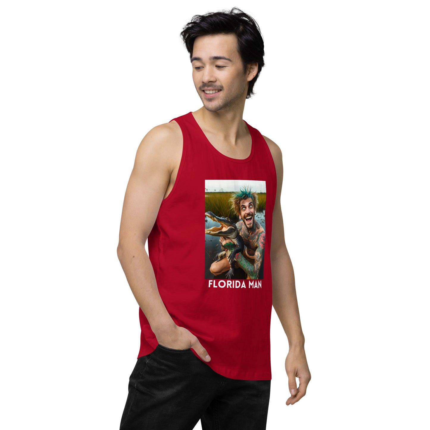 Florida Man Holding Gator Men's Tank Top