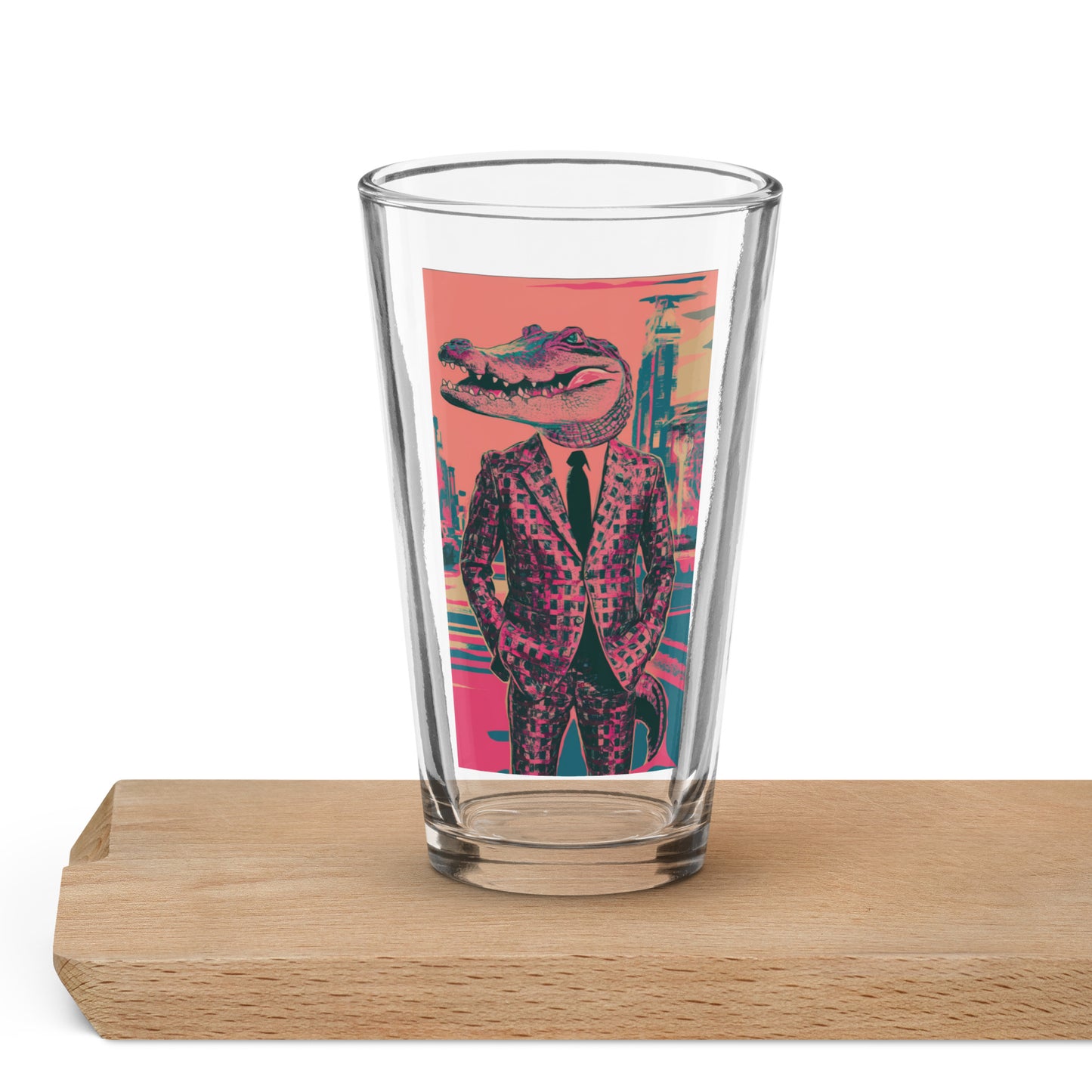 Pink Pop Art Gator Pint Glass (16 ounce)