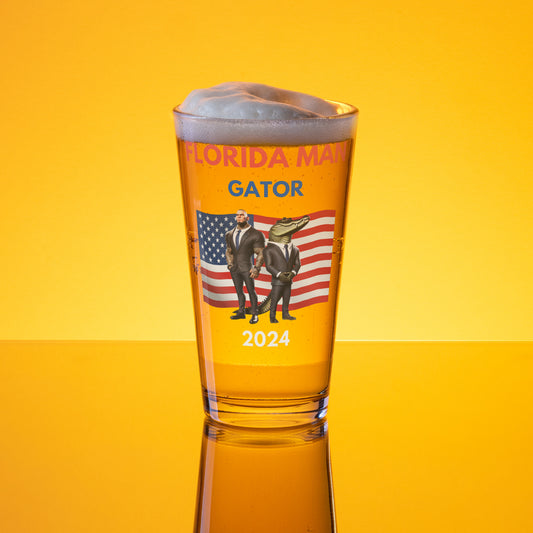 Florida Man and Gator 2024 Pint Glass (16 Ounce)