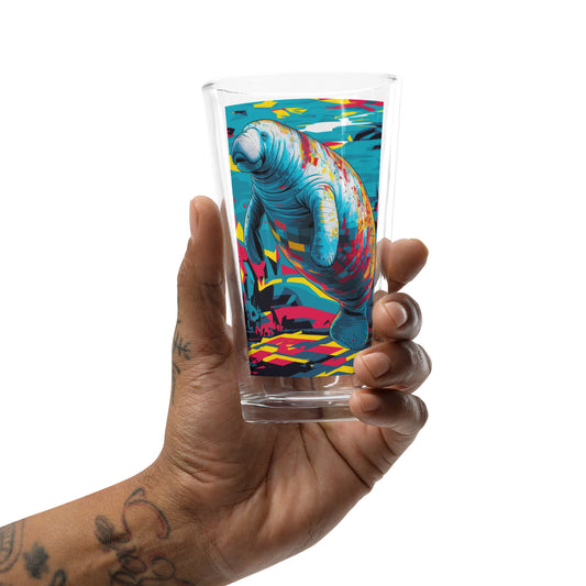 Pop Art Manatee Pint Glass (16 Ounce)