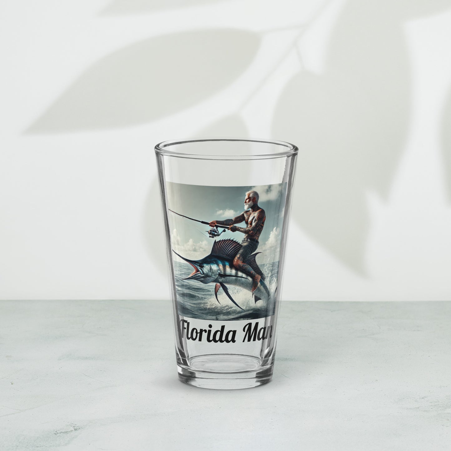 Florida Man Riding Sailfish Pint Glass (16 Ounce)