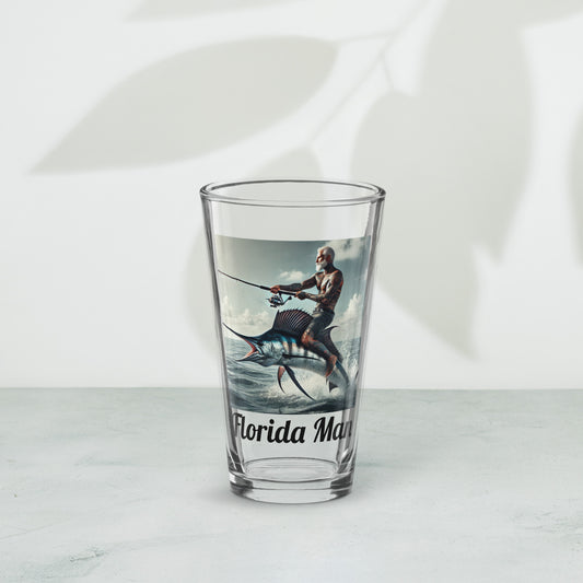 Florida Man Riding Sailfish Pint Glass (16 Ounce)