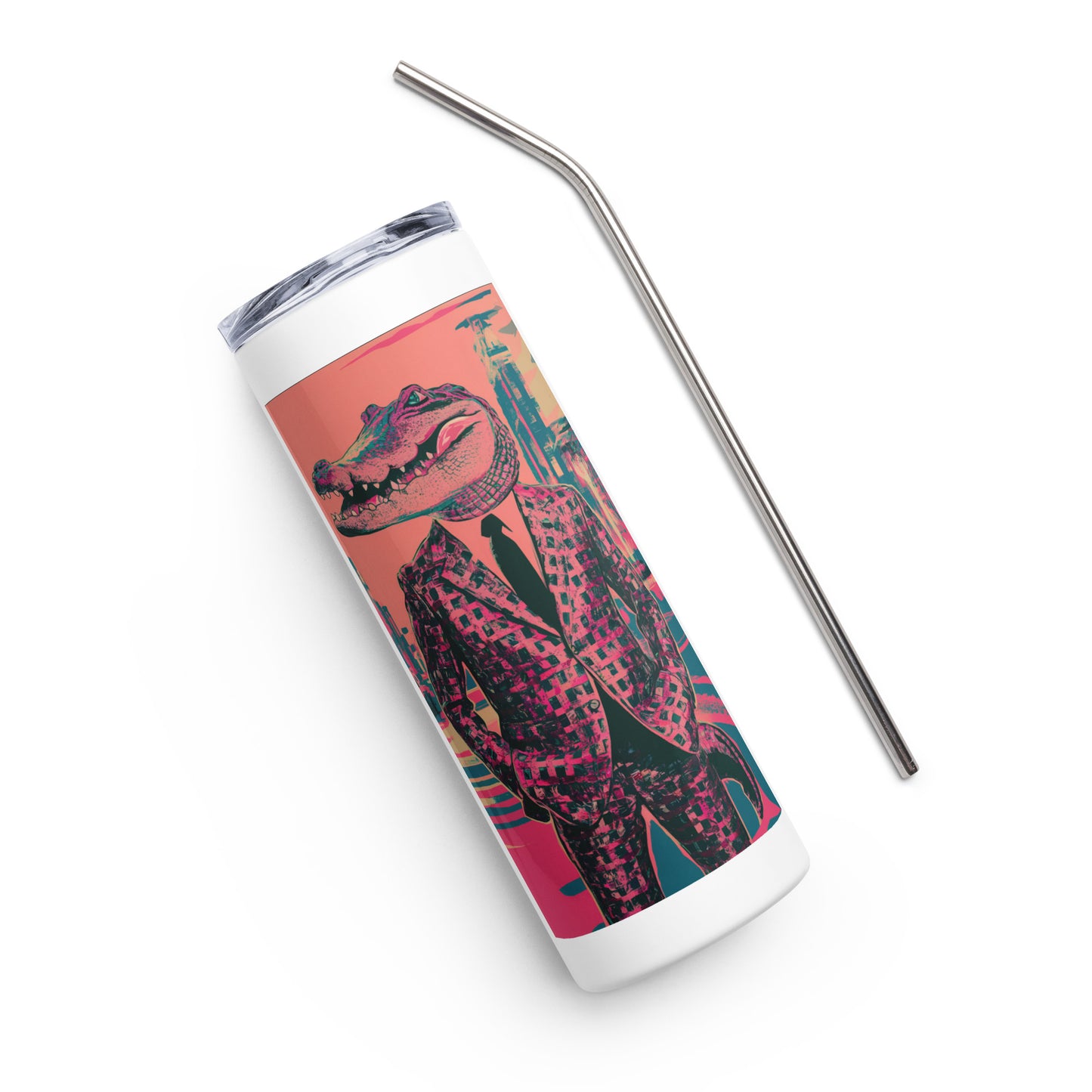 Pink Pop Art Gator Stainless Steel Tumbler - 20 Ounce