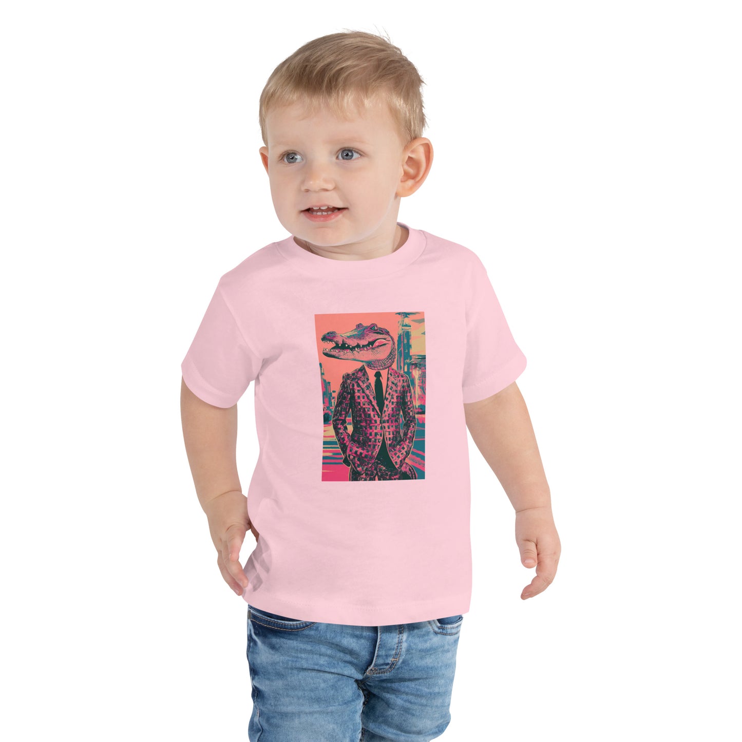 Pink Pop Art Gator Toddler Short Sleeve Tee