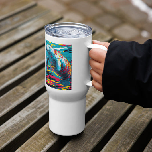 Pop Art Manatee Travel Mug with Handle