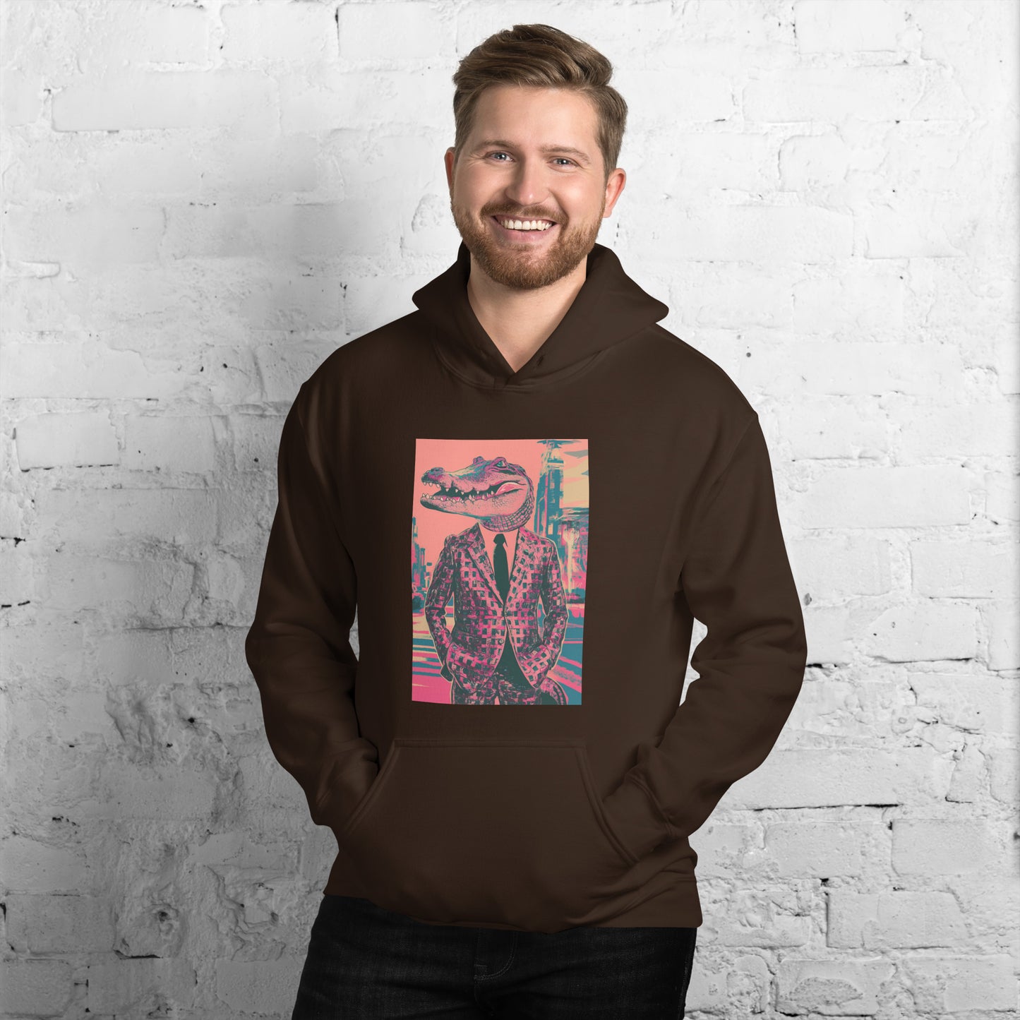 Pink Pop Art Gator Unisex Hoodie