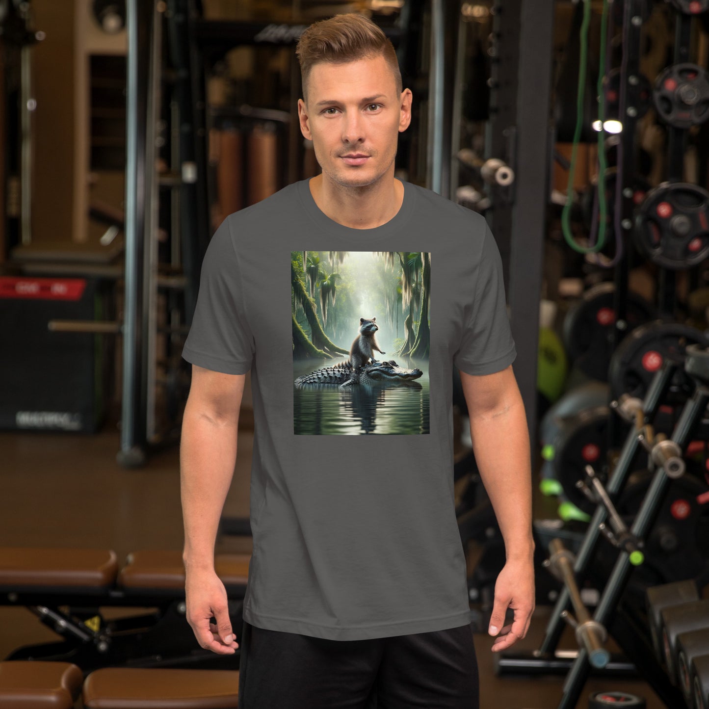 Raccoon Riding Gator Bella + Canvas Unisex Tee