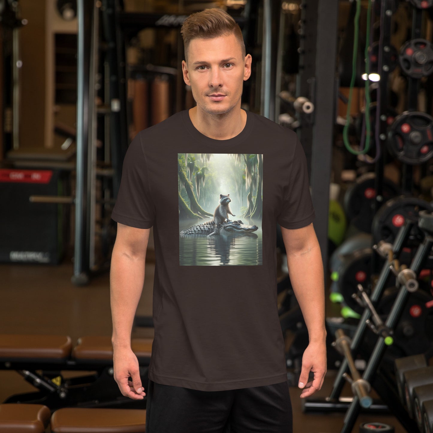Raccoon Riding Gator Bella + Canvas Unisex Tee