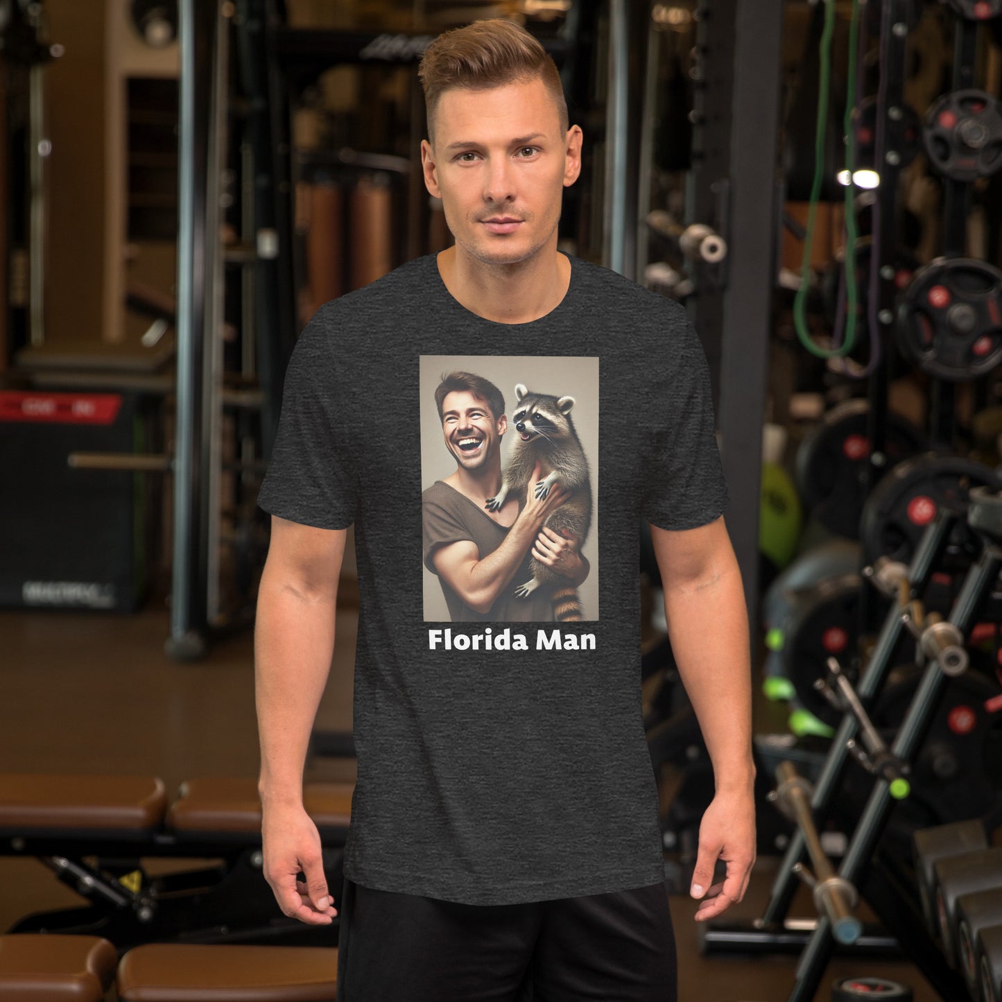 Florida Man Holding Raccoon 2 Unisex Tee