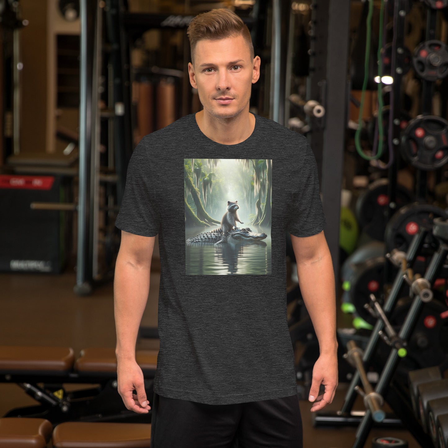Raccoon Riding Gator Bella + Canvas Unisex Tee