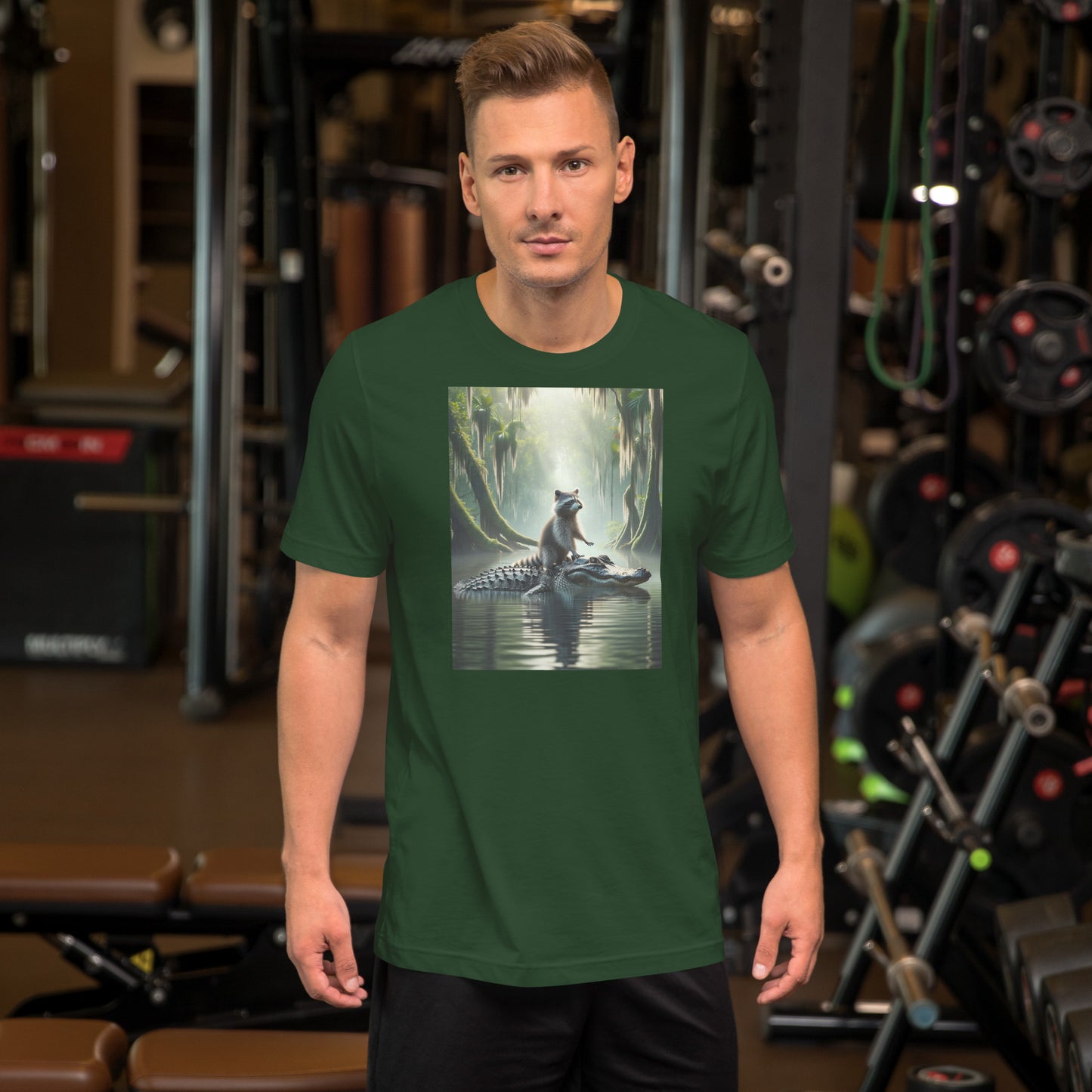Raccoon Riding Gator Bella + Canvas Unisex Tee