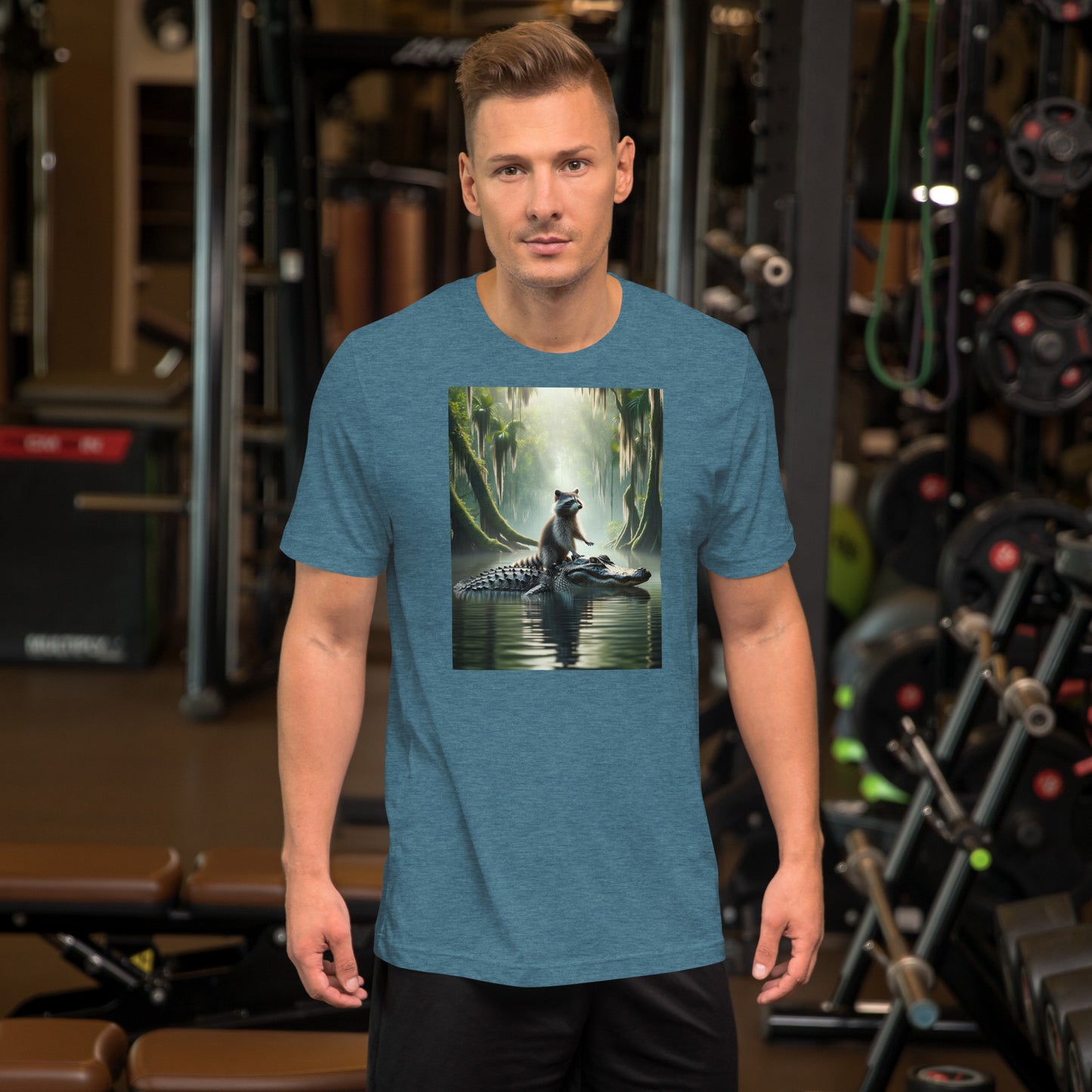 Raccoon Riding Gator Bella + Canvas Unisex Tee