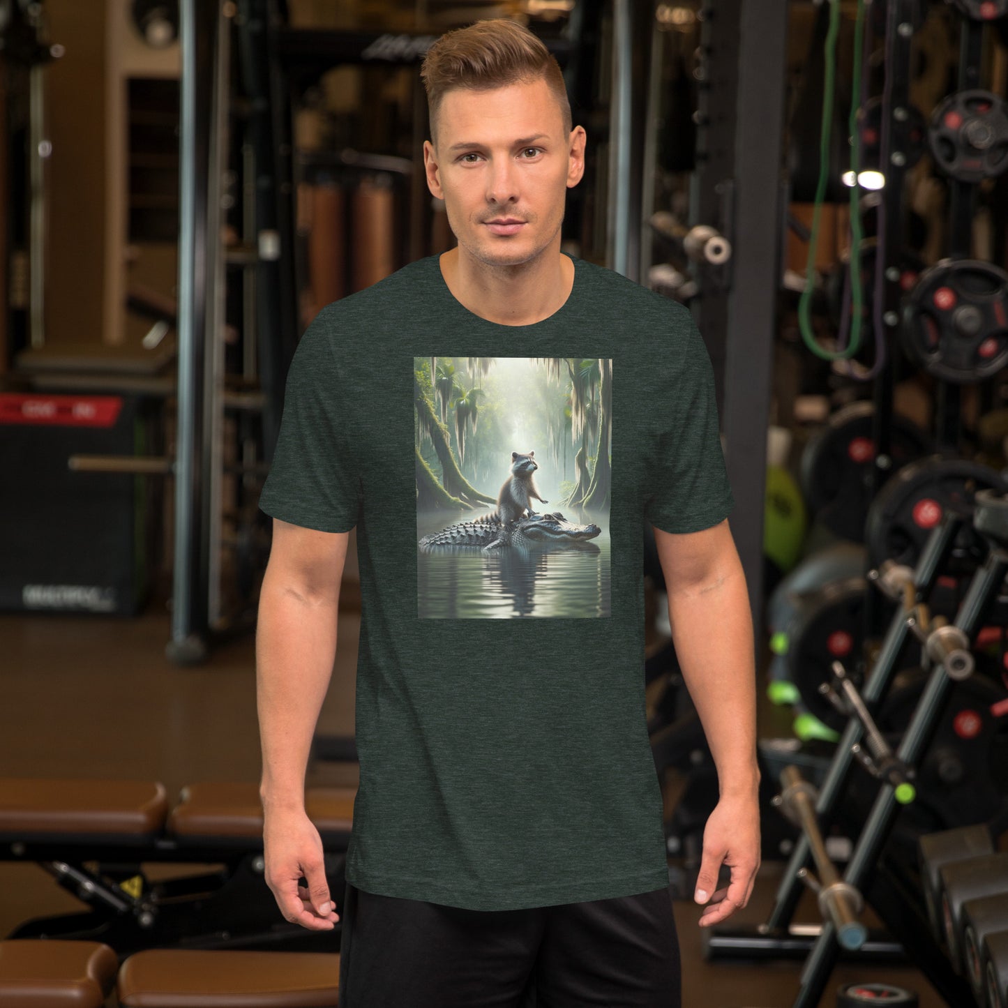 Raccoon Riding Gator Bella + Canvas Unisex Tee