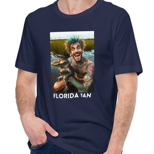 Florida Man Holding Gator Unisex Bella + Canvas Tee