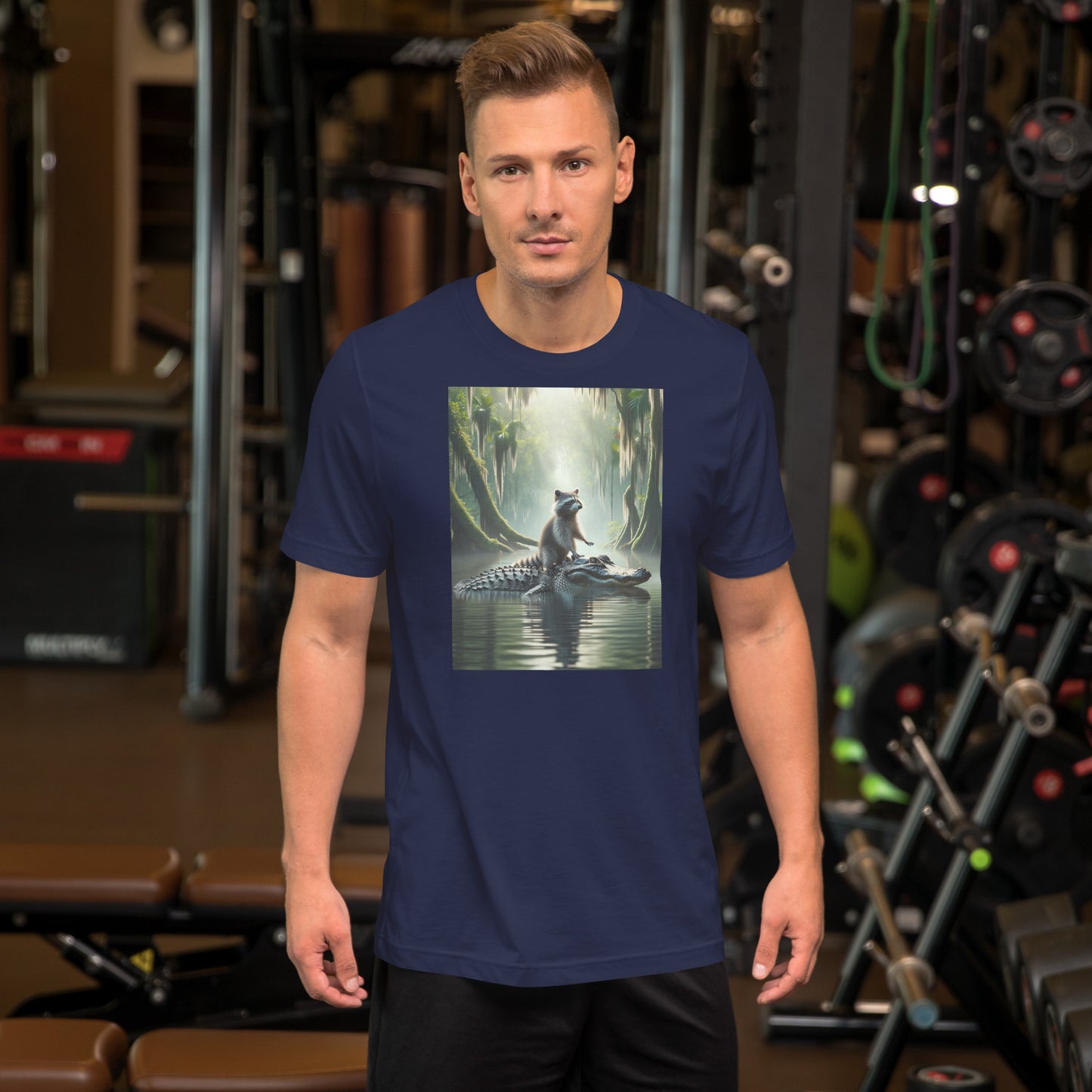 Raccoon Riding Gator Bella + Canvas Unisex Tee