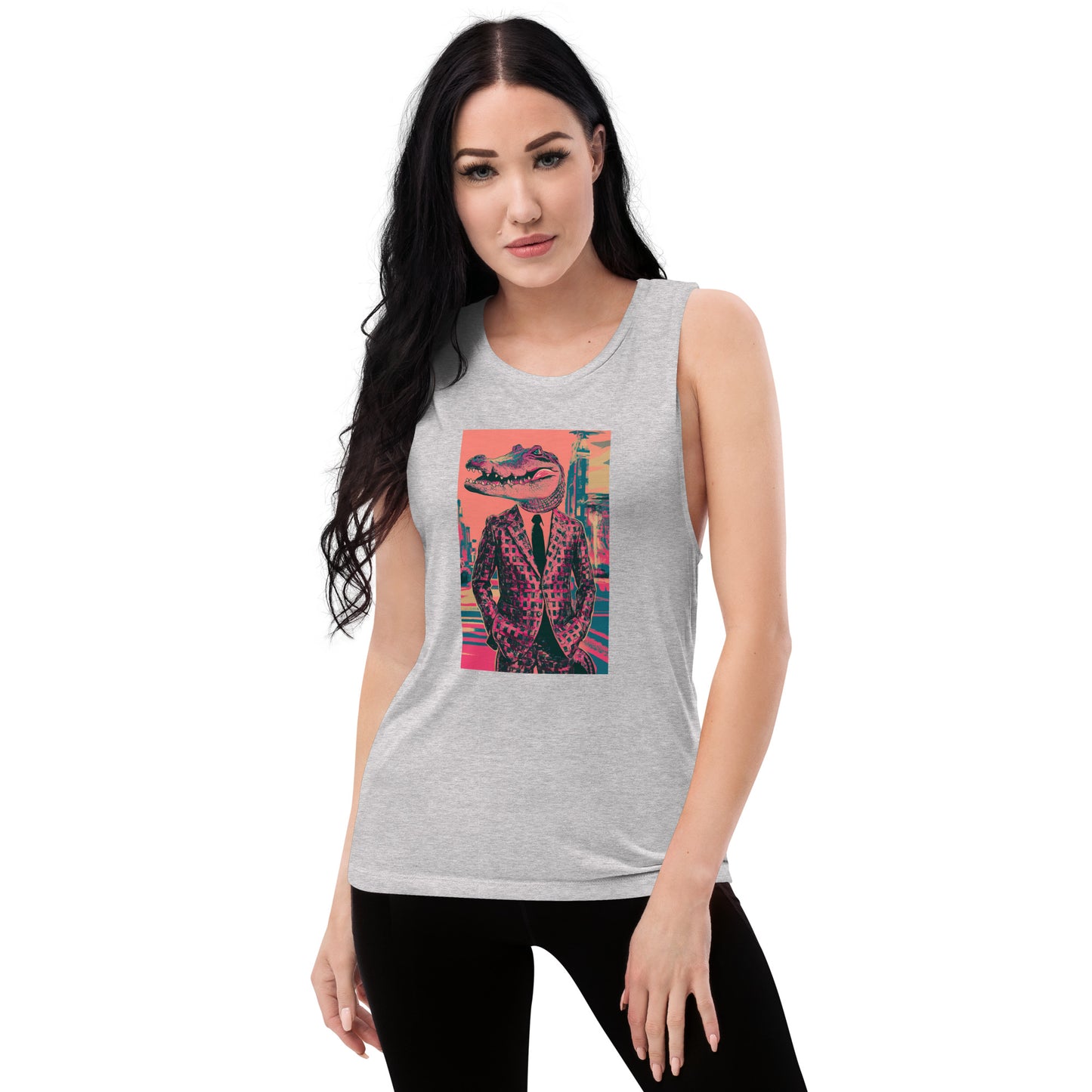 Pink Pop Art Gator Ladies’ Muscle Tank