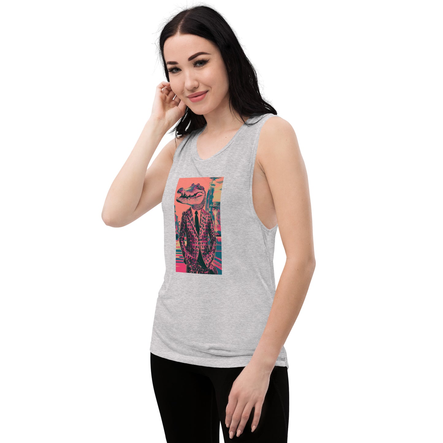 Pink Pop Art Gator Ladies’ Muscle Tank