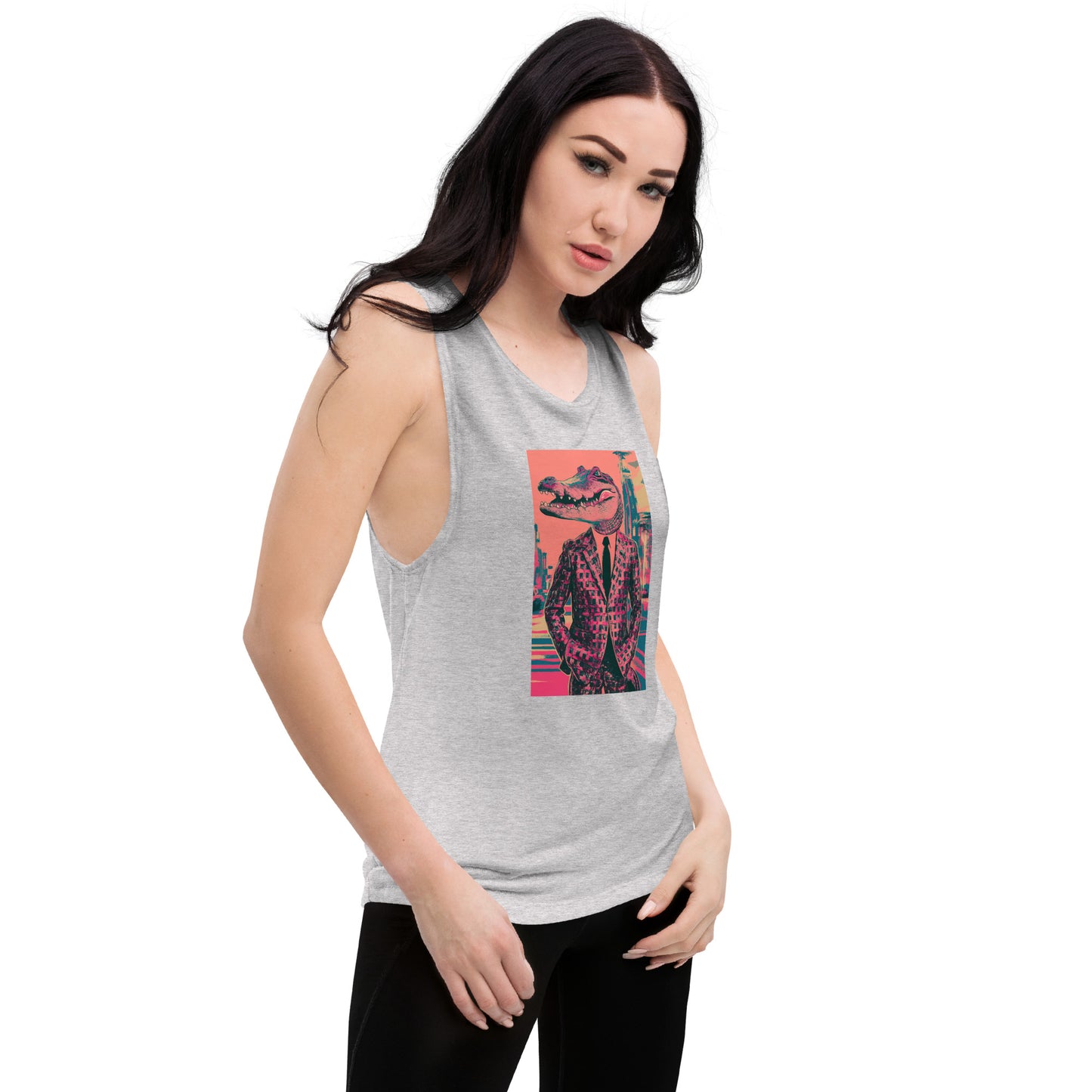 Pink Pop Art Gator Ladies’ Muscle Tank