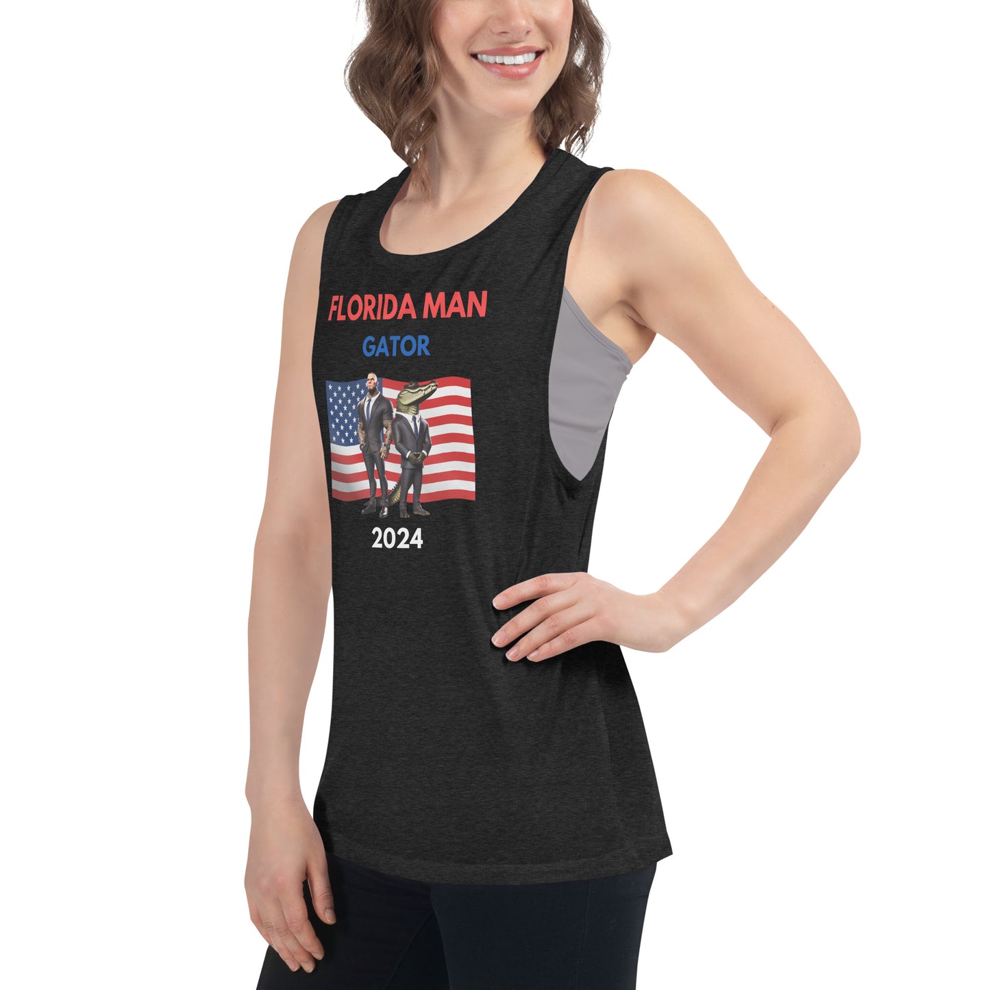 Florida Man and Gator 2024 Ladies’ Muscle Tank