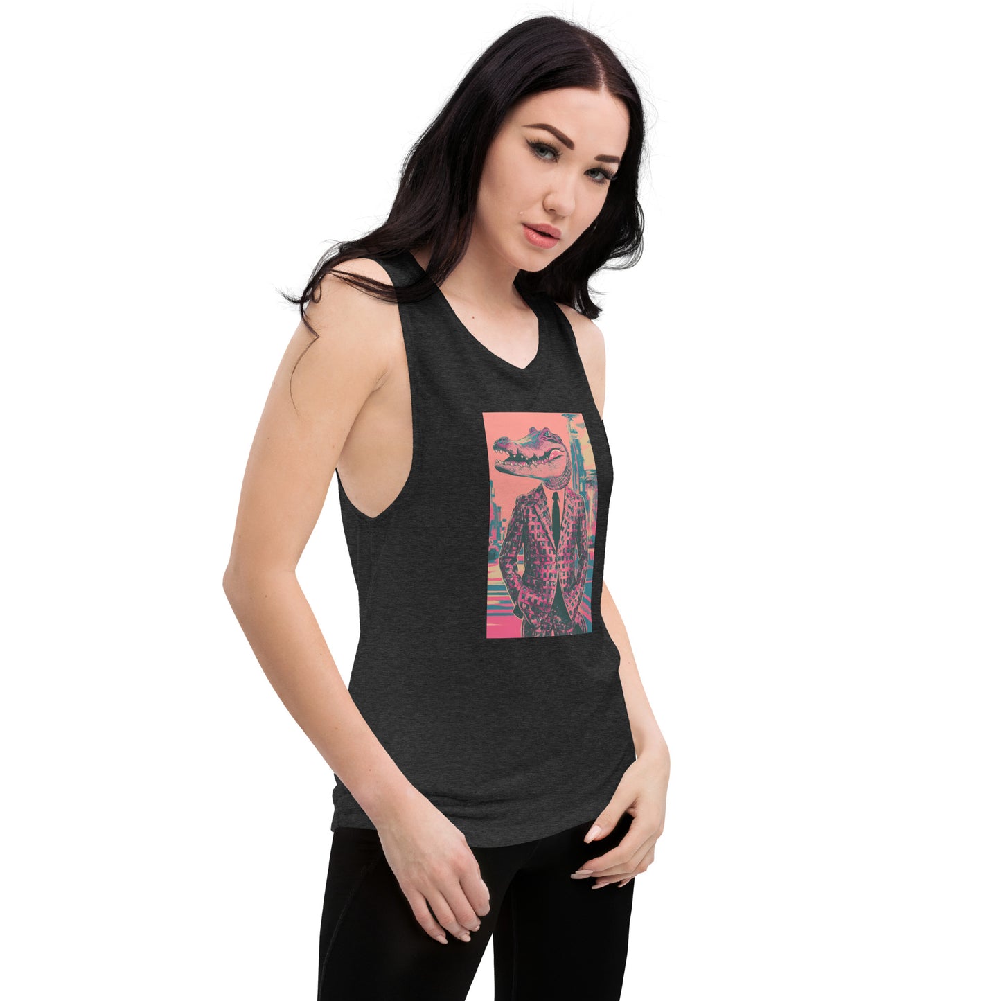 Pink Pop Art Gator Ladies’ Muscle Tank