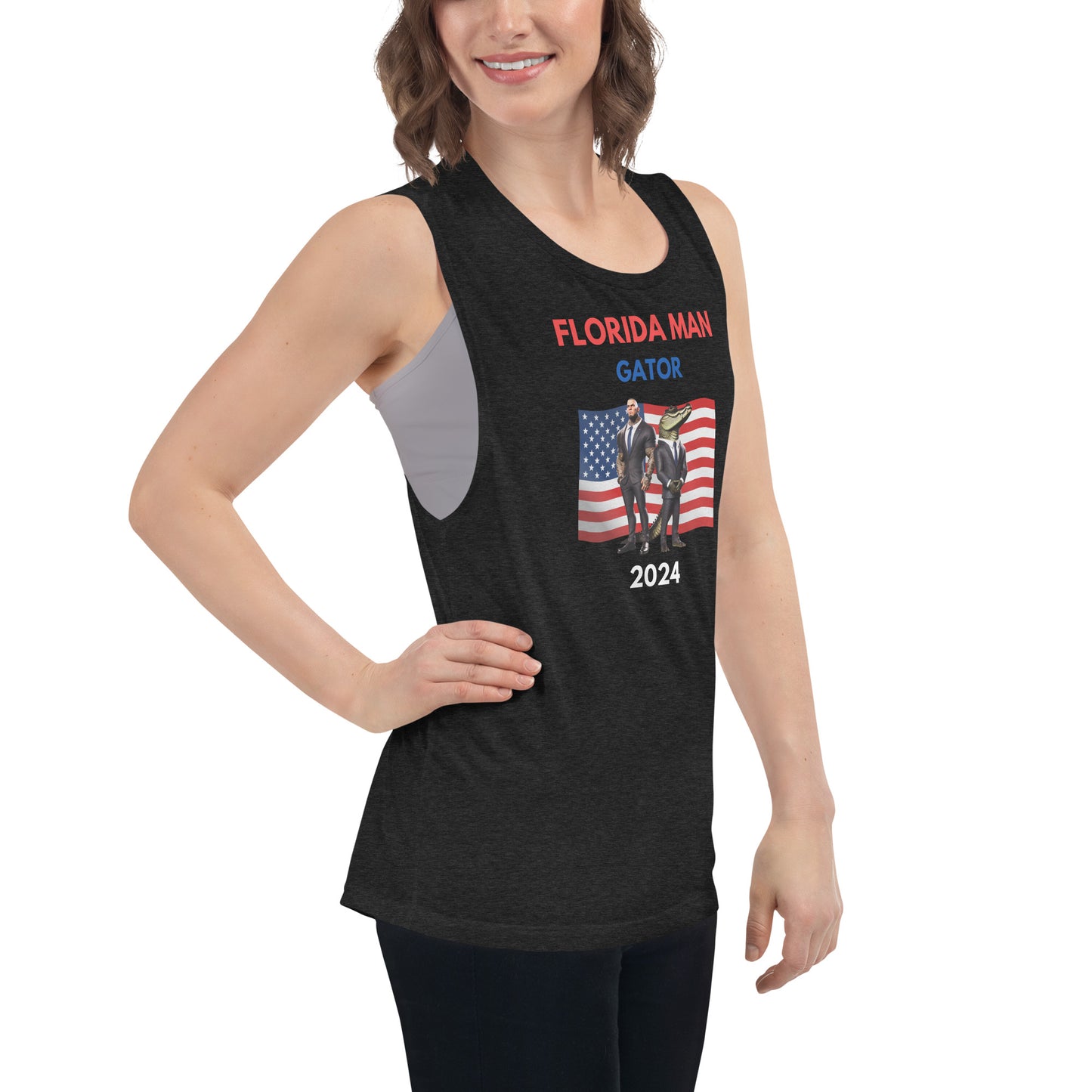 Florida Man and Gator 2024 Ladies’ Muscle Tank