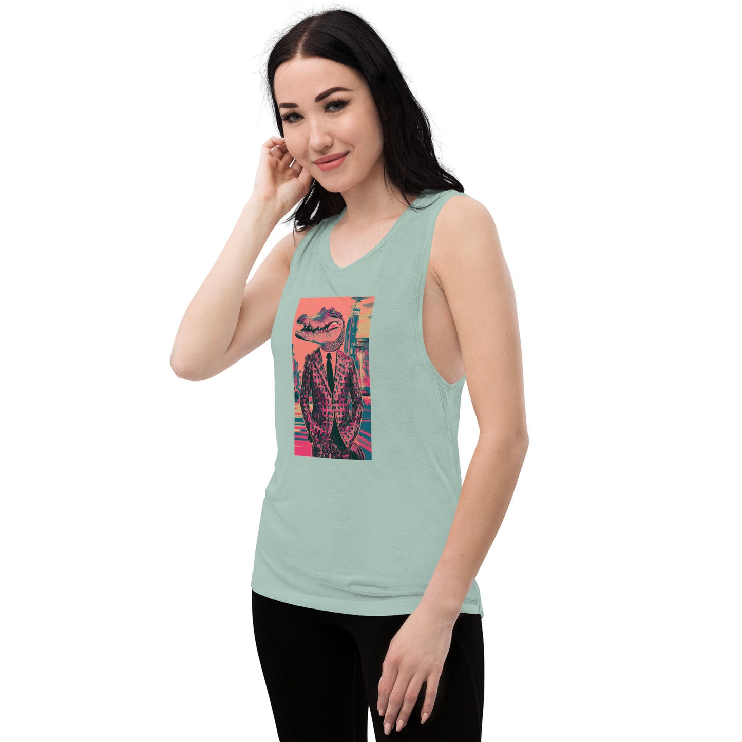 Pink Pop Art Gator Ladies’ Muscle Tank