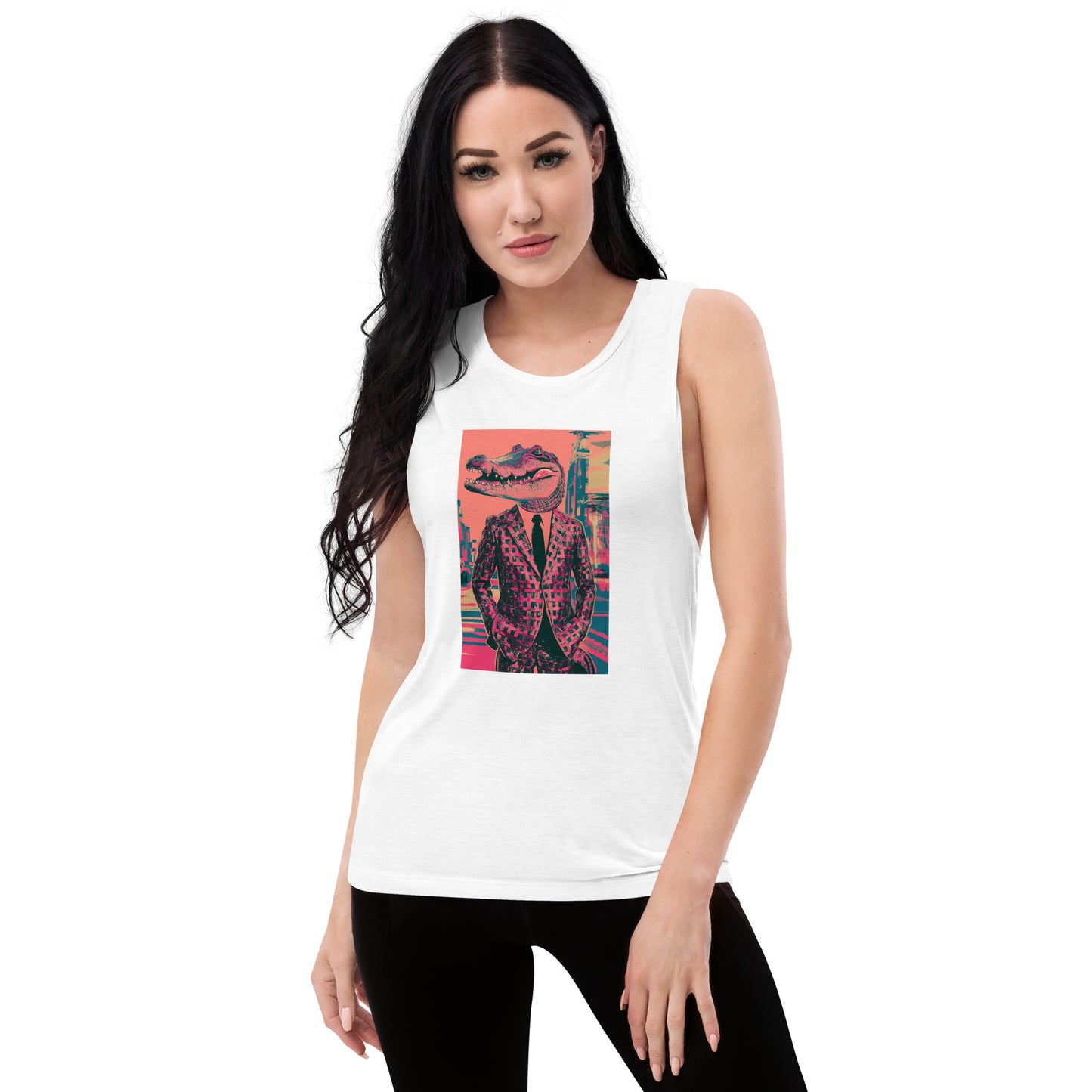 Pink Pop Art Gator Ladies’ Muscle Tank