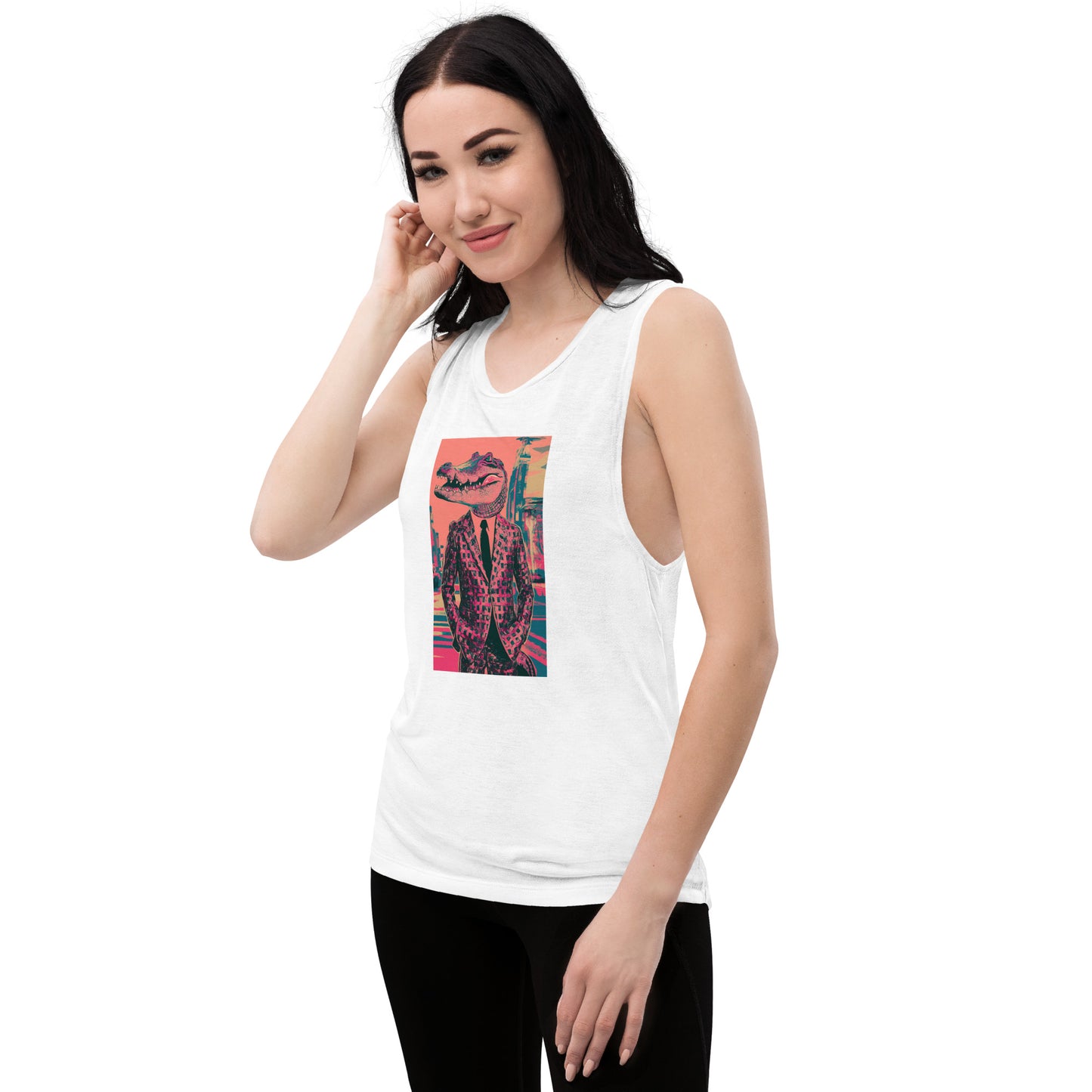Pink Pop Art Gator Ladies’ Muscle Tank