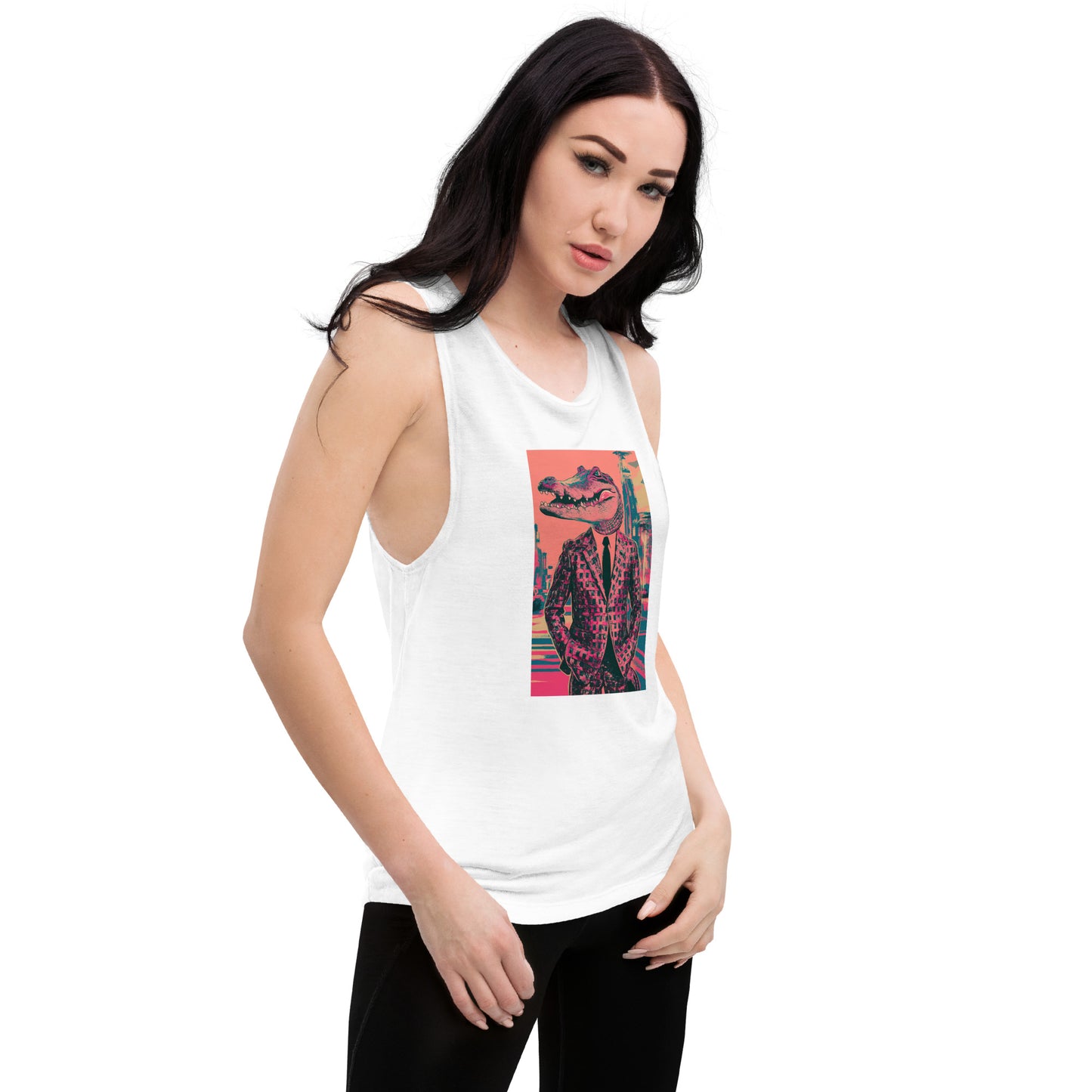 Pink Pop Art Gator Ladies’ Muscle Tank