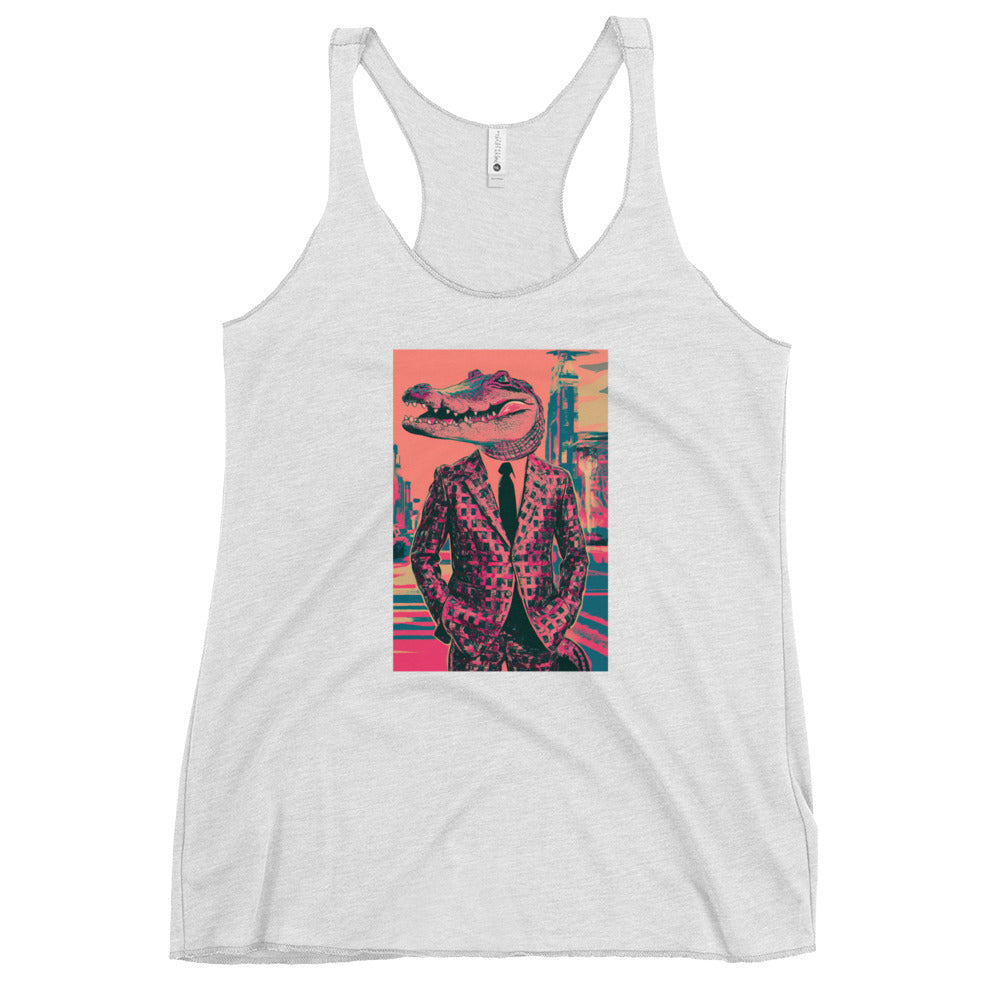 Pink Pop Art Gator Women's Racerback Tank