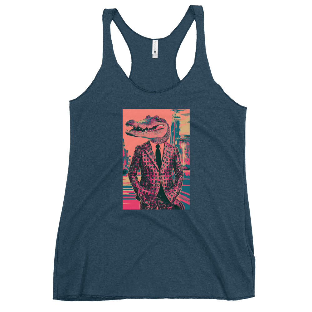 Pink Pop Art Gator Women's Racerback Tank