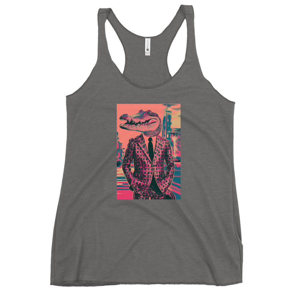 Pink Pop Art Gator Women's Racerback Tank