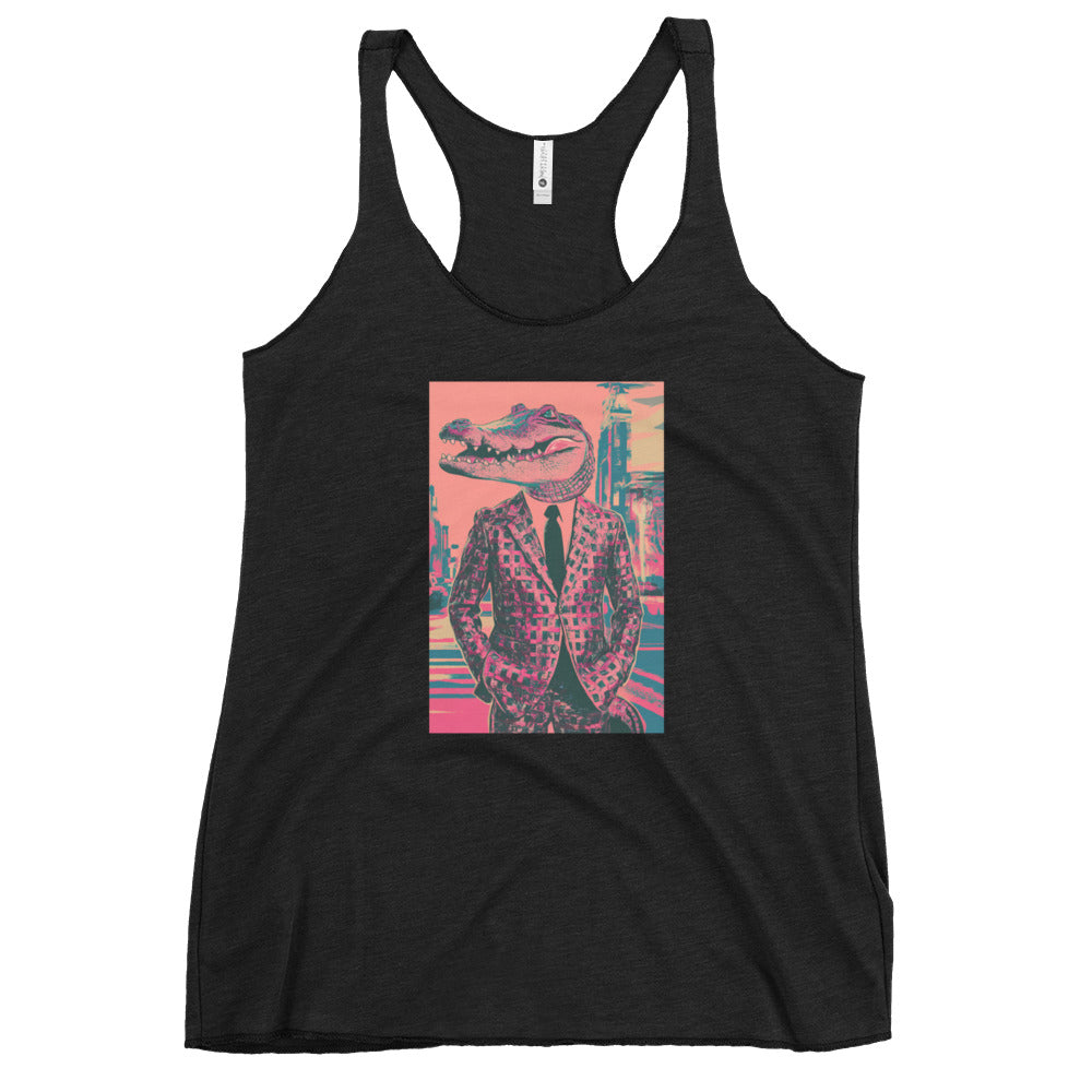 Pink Pop Art Gator Women's Racerback Tank