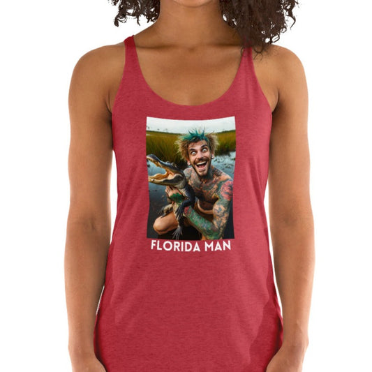 Florida Man Holding Gator Women's Racerback Tank