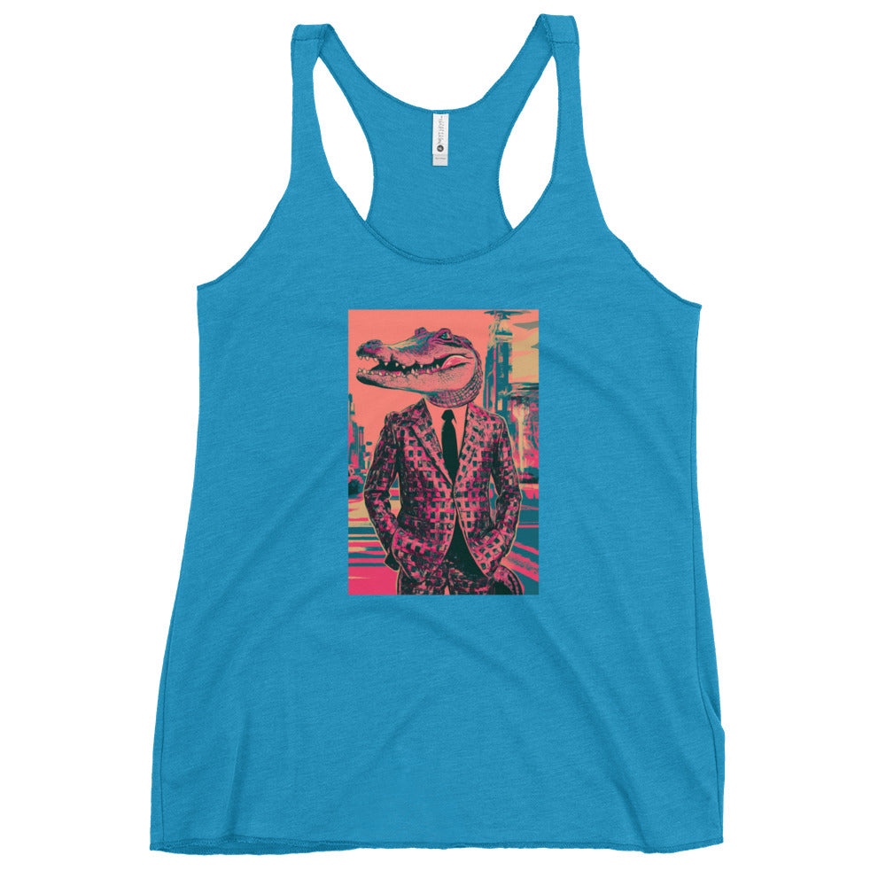 Pink Pop Art Gator Women's Racerback Tank